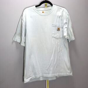 Carhartt Original Fit Pocket T-Shirt Light Blue M Faded Vintage Workwear